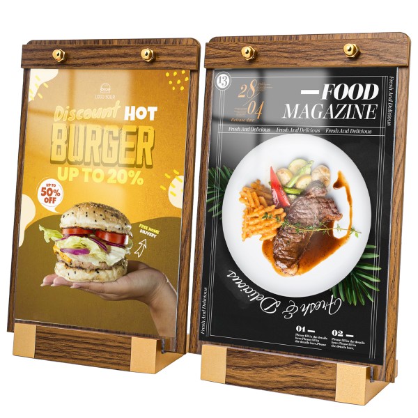 MaxGear L/T Shape Acrylic Sign Holder, 5 X 7 Clear Table Display Stand With Wooden Base, Flyer Menu Holder Photo Frames Paper Stand For Office, Wedding, Restaurants, Hotels 3 Pack - View #10