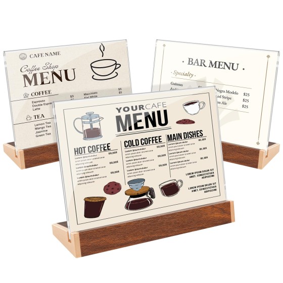 LIANHELILAI 3Pack 迷你丙烯标牌架 5X7 水平桌面招牌展示框，适用于咖啡店/餐厅菜单摊位/展览/酒店/办公室名称持有人