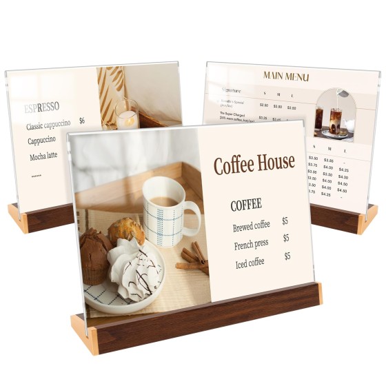 LIANHELILAI 3 Pack 8.5X11 亚克力标牌架横向桌面招牌展示框，适用于咖啡店/餐厅菜单摊位/展览/酒店/办公展示架
